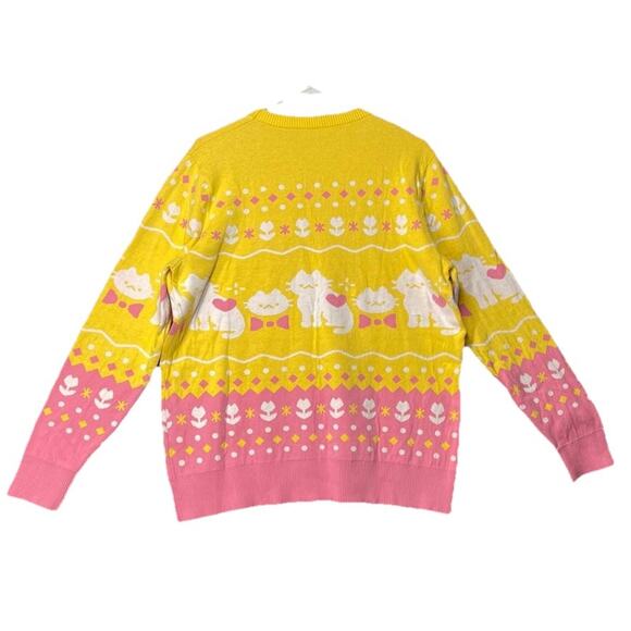 Chanteii Kitten Sweater Kawaii Sweater yellow Sz S Cotton Cozycore Cat Lover - Picture 3 of 9